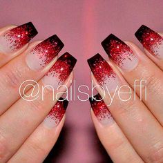 Red Nails Ideas, Easy Halloween Nails, Halloween Nails Designs, Nail Red, Red Nails Glitter, Black Nails With Glitter, Modern Nail Art, Halloween Nails Easy