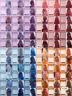 Light Colors To Dye Your Hair, Shades Of Blue Hair Color Chart, Sea Witch Hair Color, Pastel Hair Aesthetic, Cool Tones Hair, Types Of Hair Dye Style, Hair Colors Purple, Hair Colors Blue, Hair Dye Patterns