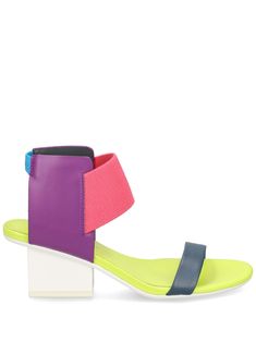 multicolour recycled leather colour-block design almond open toe elasticated panelling branded leather insole 60mm block heel rubber sole Modern Multicolor High Heel Sandals, Multicolor Open Toe Heels With Contrasting Heel Counter, Modern Multicolor Open Toe Heels, Multicolor Open Toe Modern Heels, Modern Synthetic Block Heels, Multicolor Open Heel Synthetic Sandals, Modern Multicolor High Heels, Synthetic Sandals With Contrasting Heel Counter And Ankle Strap, Modern Multicolor Open Toe Sandals