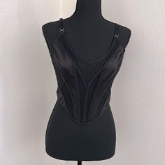 Never Worn! Super Cute. It Is A L And Can Also Fit A M. I Have The Bra And Skirt For This Set Also. Any Questions? Just Ask :) Shapewear Corset With Built-in Bra For Night Out, Black Corset With Spaghetti Straps For Night Out, Black Sheer Corset For Party, Fitted Underbust Camisole For Night Out, Black Evening Corset With Built-in Bra, Black Camisole With Straps For Evening, Stretch Camisole Corset For Night Out, Fitted Black Camisole For Club, Underbust Camisole With Straps For Night Out