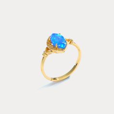 This exquisite Blue Opal Ring, gracefully ensconced in silver, is a true testament to impeccable quality and craftsmanship. Its eye-catching design radiates luxury, providing an alluring touch of opulence to any ensemble. DETAILS Plating: 10K Gold Materials: 10K Gold on   Silver, Simulated Opal Size: Adjustable Silver Weight: 4.08g Stone Size: 0.20''*0.39''(5.0mm*10.0mm) Engagement Ring Oval Cut, Gold Opal Ring, Diamond Star Necklace, Star And Moon Necklace, Blue Opal Ring, Engagement Ring Oval, Silver Opal Ring, Diamond Evil Eye, Lucky Bracelet