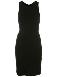 jet-black sleeveless square neck fitted waistline mid-length Classic Sleeveless Mini Dress For Night Out, Classic Sleeveless Midi Dress With Flattering Silhouette, Chic Black Sleeveless Dress With Square Neck, Chic Black Sleeveless Square Neck Dress, Classic Black Sleeveless Midi Dress, Sleek Sleeveless Bodycon Dress, Black Sleeveless Dress With Straight Neckline, Black Bodycon Sleeveless Knee-length Dress, Sleek Black Sleeveless Mini Dress