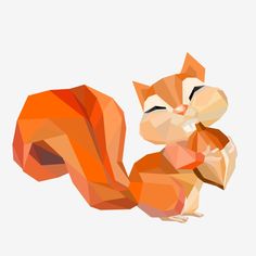 an orange and white cat with its head turned to the side, in low polygonics