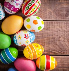 colorful easter eggs with the words, easter celebrations on a budget