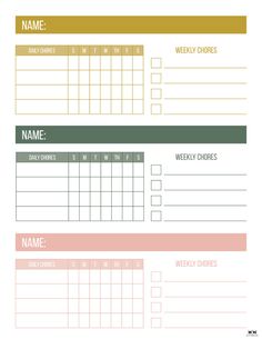 a printable daily planner with the words'name, weekly orders and daily times