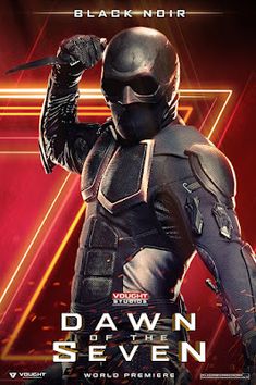 the poster for the upcoming movie, dawn seven is shown in black and red colors