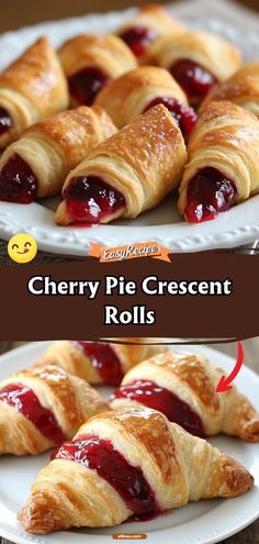 cherry pie crescent rolls on a white plate