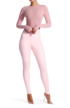 Stretchy second-skin fabric makes this long-sleeve bodysuit a svelte option for all your plans. 30 1/2" length (size Medium) Crewneck Long sleeves Semisheer Lined 95% nylon, 5% spandex Hand wash, line dry Imported Sleek High Stretch Long Sleeve Bodysuit, Compressive Long Sleeve Elastane Bodysuit, Sleek Long Sleeve Solid Color Bodysuit, Trendy Solid Color Nylon Bodysuit, Sleek Long Sleeve Bodysuit, High Stretch Solid Bodysuit For Spring, Chic Long Sleeve Elastane Bodysuit, Fall Nylon Stretch Bodysuit, Chic High Stretch Long Sleeve Bodysuit