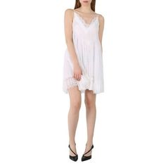 Burberry Ladies Dresses. SKU: 4567771. Color: Optic White. Burberry Ladies Optic White Fishnet And Lace Pleated Dress With Silk Slip. Crafted from silk with lace trims and fishnet-style overlays. A flattering V-neck beautifully frames the decolletage with intricate lace embroidery that sits flush against your skin, while a silk lining acts as a modest panel to the semi-sheer net skirt. Made in Italy. Size: 4.  Gender: female.  Age Group: adult. Feminine Summer Viscose Mini Dress, Sheer V-neck Slip Dress For Summer, Sheer V-neck Lace Dress For Spring, Sheer Lace Mini Dress For Spring, Summer Daywear Slip Dress With Lace Patchwork, Feminine Summer Slip Dress With Lace Trim, Sheer Slip Dress For Summer, Sheer Lace Dress For Spring, Feminine Lace Trim Slip Dress For Summer