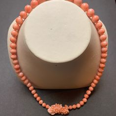 Midway Coral Bead Necklace With Hand-Carved Clasp. Absolutely, Stunning. Coral Beads Necklace, Coral Beads, Bead Necklace, Womens Jewelry Necklace, Hand Carved, Beaded Necklace, Coral, Jewelry Necklaces, Women Jewelry