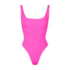 Neon Pink Square Neck Fits Everybody Bodysuit Size: Small Brand New With Tags + Packaging Hot Pink Bodysuit, Mock Neck Bodysuit, Body Suits, Square Neck Bodysuit, Pink Bodysuit, Body Suit Outfits, Pink Fits, Scoop Neck Dress, Cute Preppy Outfits