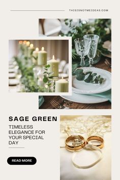 the wedding website is designed to look like it has been decorated with greenery and candles