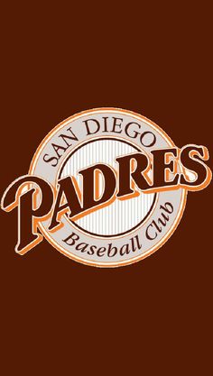 the san diego padres baseball club logo on a brown background with an orange and white stripe