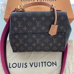 Lv Cluny Bb Handbag, Classic Monogram Canvas. Worn Cross-Body Or Carried In Ladylike Fashion By Its Top Handle, Pink Leather Strap. Gently Worn, Little Sign Of Wear. Comes In Original Box And Dust Bag. ** This Bag Is Currently Sold Out On Lv Website. I Also Have An Extra Classic Bandoulire Strap For Sale. Message Me If Interested And I Can Offer A Deal If You Buy The Handbag. Louis Vuitton Cluny, Ladylike Style, Classic Monogram, Pink Leather, Monogram Canvas, Louis Vuitton Bag, Top Handle, Cross Body, Leather Straps