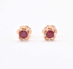 Certified Real Ruby Studs - Real 14k Rose Gold Ruby Earrings - Dainty Flower Gold Earrings (41097000583234) 14k Rose Gold Flower Earrings, Fine Jewelry 14k Gold Round Flower Earrings, Rose Gold Flower Earrings In 14k Gold, Rose Gold 14k Gold Flower Earrings, Rose Gold 14k Flower Earrings For Anniversary, Rose Gold 14k Flower Earrings For Wedding, 14k Rose Gold Round Earrings As Gift, Rose Gold Round Flower Earrings For Anniversary, Rose Gold Flower Earrings Fine Jewelry