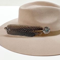 Customizing your hat has never been easier! Pair with one of hat bands to create a unique look! This hat pin is about an inch wide. Feather measures about 5-6 inches long. SKU: #1104-2294 Adjustable Mini Hats For Rodeo And Kentucky Derby, Adjustable Felt Hat With Feathers And Flat Brim, Adjustable Flat Brim Felt Hat With Feathers, Adjustable Felt Hat With Flat Brim And Feathers, Adjustable Brimmed Fedora With Feathers, Adjustable Brown Mini Hat With Flat Brim, Adjustable Fedora With Feathers, Adjustable Mini Hats For Kentucky Derby And Country Events, Adjustable Wide Brim Mini Hats For Western-themed Events