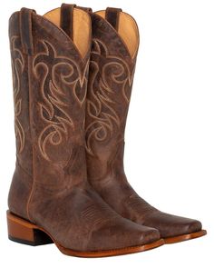 PRICES MAY VARY. 100% Genuine Leather: These Women’S Cowboy Boots Are Made With Light Brown Leather On The Outside, A Leather Outsole, And Leather Lining. Handcrafted: The Western Embroidery Design And High-Quality Leather Materials Are Handcrafted By Highly Skilled Boot Artisans. Western Heel: A Traditional Style, This Women’S Boot Has A Western Or Slanted Heel Around 1 ½ Inches Tall. Rubber Heel Cap: A Rubber Heel Grips All Types Of Surfaces To Avoid Any Slipping And Sliding Around When Wearin Brown Boots Cowboy, Dancing Boots Country, Thrifted Cowboy Boots, Women’s Cowgirl Boots, Wide Calf Cowboy Boots For Women, Trendy Brown Boots, Brown Leather Boots Outfit, Brown Cowgirl Boots Outfit