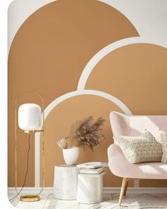 a living room scene with focus on the couch and wall paint color scheme, it appears to be beige