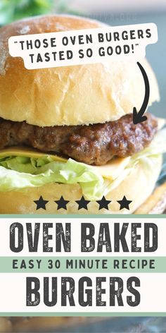 easy 30 minute juicy oven baked hamburger recipe with onions Cook Hamburgers In Oven, Burgers With Onions, Baked Hamburger Patties, Hamburgers In The Oven, Oven Baked Burgers, Burgers In The Oven, Homemade Beef Burgers, Oven Burgers, Homemade Hamburger Patties