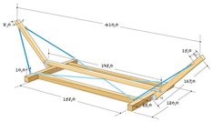 a wooden bed frame with measurements for the top and bottom part, including two sides