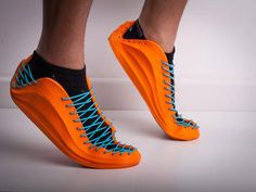 Orange 3d printed sneakers 3d Tiskárna, 3d Printed Shoes, 3d Printing Fashion, 3d Printer Designs, 3d Cnc, 3d Printer Filament, Shoe Print, Designer Sneakers, 3d Printer