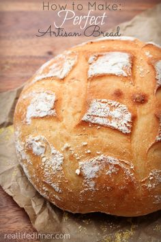 a loaf of bread sitting on top of a piece of wax paper