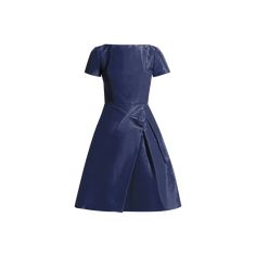 Carolina Herrera cocktail dress in taffeta. Approx. length:  40" from shoulder to hem. Bateau neckline. Short sleeves. Princess seams. Fit-and-flare silhouette. Hem hits about at the knee. Zips at v back. Silk. Lining, polyester/spandex. Dry clean only. Made in USA. Satin A-line Dress With Box Pleat, Formal Taffeta Midi Dress With Fitted Bodice, Elegant Fitted Taffeta Midi Dress, Taffeta A-line Dress For Gala, Formal Knee-length Taffeta Dress, A-line Taffeta Dress With Pleated Bodice, A-line Taffeta Midi Dress For Evening, Elegant Formal Mini Dress With Box Pleat, Evening Midi Dress With Box Pleat And Fitted Bodice