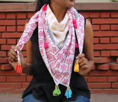 Block printed cotton scarf, Boho scarf, Print wrap, Square scarf, Tassel scarf, Indian print scarf, Indian print wrapStyling tip:Scarves are one of the most versatile accessory. This bohemian hand block printed tassel scarf will transform an outfit for any occasion from boring to stylish.  How we made it:-Hand block printing is an ancient Indian art that originated about 3000 years ago. It derives its name from  The block printer uses a bamboo or date palm stick pointed at one end with a bundle Patterned Cotton Bohemian Scarves, Bohemian Cotton Scarf With Pattern, Multicolor Cotton Shawl Scarf, Bohemian Cotton Scarves As Gift, White Cotton Scarves As Gift, White Cotton Scarf As Gift, White Cotton Shawl Scarves, White Cotton Shawl Scarf, Tassels Handmade