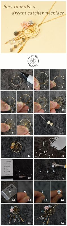 the instructions for how to make a necklace with gold and silver wire, including beads