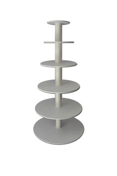 three tiered white cake stand on a white background