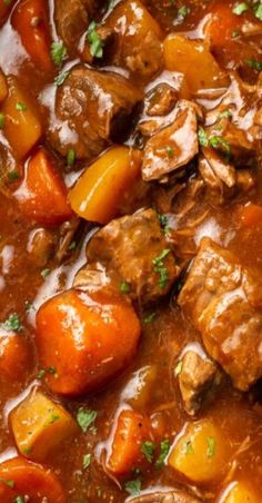 beef stew with carrots, potatoes and parsley