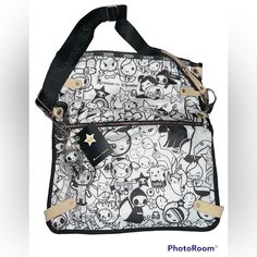 Brand New With Tags- Black & White White Shoulder Bag With Detachable Strap, Backpack Style, White Diaper Bag With Adjustable Strap, Mini Crossbody Purse, Hello Kitty Bag, Convertible Bags, Vintage Purse, Mini Crossbody, Waist Bag, Sling Bag