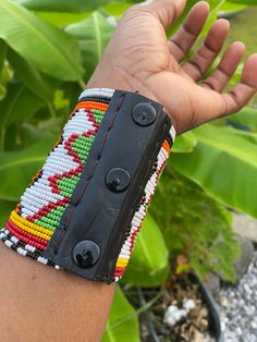 "Made for \"Small wrist\" with snap buttons closure" Adjustable Multicolor Cuff Bracelet, Fulani Earrings, Dread Jewelry, Best Sister, Ankara Fabric, Leather Cuffs, Arm Candy, Multi Colored, Cuff Bracelets