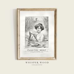 an old advertisement for the whisperwood soap, featuring a woman in water