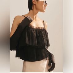 New With Tag Anthropologie Pleated Tulle Tank Black Size Small A963 Anthropologie Tulle, Pleated Tulle, Anthropologie Top, Anthropologie, Top Blouse, Blouses, Womens Tops, Women Shopping, Color