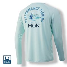 Huk Men's Long Sleeve Performance Fishing Shirt With +30 Upf Sun Protection Nwt More Huk Inventory In My Closet Blue Long Sleeve Shirt For Outdoor, Blue Crew Neck Shirt For Outdoor, Mens Fishing Shirts, Wardrobe Accessories, Fish Man, Wardrobe Style, Fishing Shirts, Shirt Color, Sun Protection