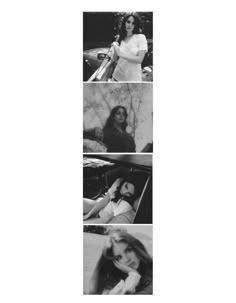 four different pictures of women sitting in a car