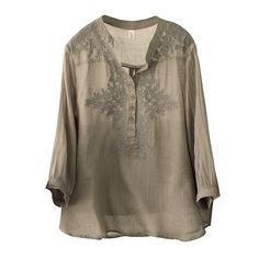 Details: Gender: Women Item Type: Blouse Material: Linen Pattern Type: Embroidery Season: Spring, Autumn Style: Leisure, Daily, Retro Occasion: Going Out, Daily Size: One Size Length: 59.00 cm/ 23.23 " Bust: 166.00 cm/ 65.35 " Shoulder: 40.00 cm/ 15.75 " Sleeve: 39.00 cm/ 15.35 " Traditional Long Sleeve Tops With Tonal Embroidery, Casual Long Sleeve Blouse With Resham Embroidery, Spring Tunic Top With Intricate Embroidery, Fall Floral Embroidery Tunic Blouse, Fall Floral Embroidered Tunic Blouse, Summer Blouse With Intricate Embroidery, Summer Chikankari Embroidery Long Sleeve Blouse, Summer Long Sleeve Chikankari Embroidery Blouse, Casual Long Sleeve Tops With Resham Embroidery