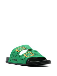 Marni open-toe slip-on Sandals - Farfetch Green Sandals With Textured Sole For Spring, Green Textured Sole Spring Sandals, Spring Green Sandals With Textured Sole, Green Open Toe Slippers With Rubber Sole, Green Flat Slippers With Textured Footbed, Green Open Toe Slippers With Cushioned Footbed, Green Slip-on Sport Sandals For Spring, Green Flat Sport Sandals With Cushioned Footbed, Green Cushioned Flat Slippers