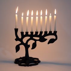 Botanical Leaf Menorah - Default Title (6832580) Candle Wall Decor, Host Gifts, Plant Lover Gift, Bath Soap, Menorah, Tea Accessories, Family Traditions, Black Matte, Tree Toppers