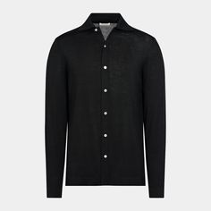 This black long-sleeve polo cardigan is tailored in a slim fit and features a polo collar, a full placket with a 7-button closure, and lightweight fabric for comfortable, stylish wear. Classic Long Sleeve Formal Cardigan, Classic Single Breasted Cardigan For Business, Fitted Polo Shirt With Buttons For Spring, Classic Single Breasted Business Cardigan, Classic Cardigan With Lapel Collar For Business, Classic Single-breasted Cardigan For Business, Classic Single-breasted Business Cardigan, Slim Fit Long Sleeve Outerwear With Buttons, Business Casual Long Sleeve Sweater With Buttons