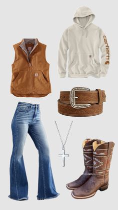 Carhartt Women Outfits Hoodie, Western Boot Outfits Women, Wrangler Purse Outfit, Cute Country Fall Outfits, Western Jacket Outfit, Fall Country Outfits Women, Womens Country Outfits, Carhartt Overalls Women Outfit