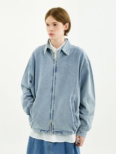 This is a casual and comfortable denim work jacket made out of high quality cotton 100% fabric. With design detail of tentar and tumble washed fabric for soft and unique texture and relaxed loose silhouette, it gives a casual and minimal mood to your look.- Relaxed silhouette- Blouson design in denim fabric- Tentar and tumble washed fabric Casual Washed Utility Jacket For Streetwear, Relaxed Fit Acid Wash Outerwear, Urban Relaxed Fit Denim Blue Outerwear, Relaxed Fit Washed Blue Utility Jacket With Pockets, Urban Style Acid Wash Cotton Denim Jacket, Acid Wash Cotton Denim Jacket, Washed Blue Cotton Utility Jacket For Fall, Cotton Utility Jacket In Washed Blue For Fall, Casual Washed Blue Outerwear With Relaxed Fit