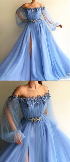 Custom Made Round Neck Baby Blue Tulle Long Sleeves Prom Dresses, Blue Long Sleeves Formal Dresses sold by FancyGirl on Storenvy Baby Blue Prom Dresses, Tulle Prom Dresses, Formal Ball Gown, Baby Blue Dresses, Long Sleeve Prom, Long Sleeve Dress Formal, Bleu Pastel, Blue Wedding Dresses, Prom Dress Inspiration