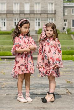 Floral girls dress and jumpsuit Playful Floral Spring Dress, Playful Summer Floral Dress, Playful Floral Print Summer Dress, Playful Ruffled Floral Dress For Spring, Playful Floral Print Dress For Garden Party, Playful Pink Floral Dress With Ruffles, Playful Floral Print Dress For Vacation, Playful Floral Print Vacation Dresses, Summer Floral Print Dress For Playdate