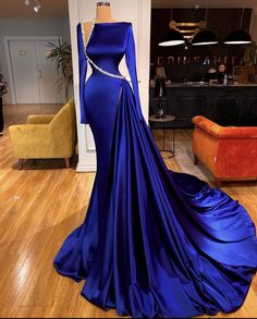 Evening Dresses Long Sleeve, Modest Evening Dresses, Blue Mermaid Prom Dress, Formal Party Dresses, Exclusive Gowns, Women Robe, Modest Evening Dress, Makeup Tip, Long Sleeve Evening Gowns