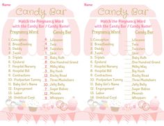 the candy bar game is shown in pink and white with cupcakes on it