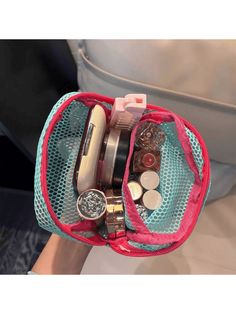 1 Pc Mini Macaroon Colour Fresh Style Premium Texture Multifunctional Mesh Visual Storage Bag, Wallet Pouch,Portable Make-Up Bag For Girls,Clutch With Zipper Closure Napkin Storage Bag Multicolor    Polyester     Storage & Organization, size features are:Bust: ,Length: ,Sleeve Length: Padded Pouch, Cosmetic Bag Organization, Mini Coin Purse, Sanitary Napkin, Cute Wallets, Coin Purse Wallet, Wallet Pouch, Makeup Pouch, Tampon