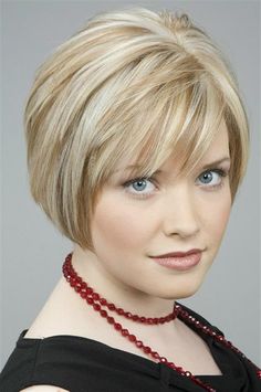 Bing : Short Hair Cuts for Women Bob Hairstyles With Bangs, Bob Hairstyles For Fine Hair, Short Layered Haircuts, Blonde Hair With Highlights, Short Hair Styles For Round Faces, Short Bob Haircuts, Haircuts For Fine Hair, Short Blonde Hair, Short Hair With Layers