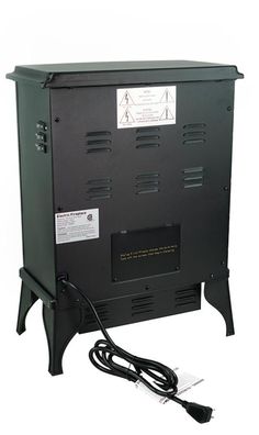 the back side of a black box with an outlet on it and a power cord plugged in